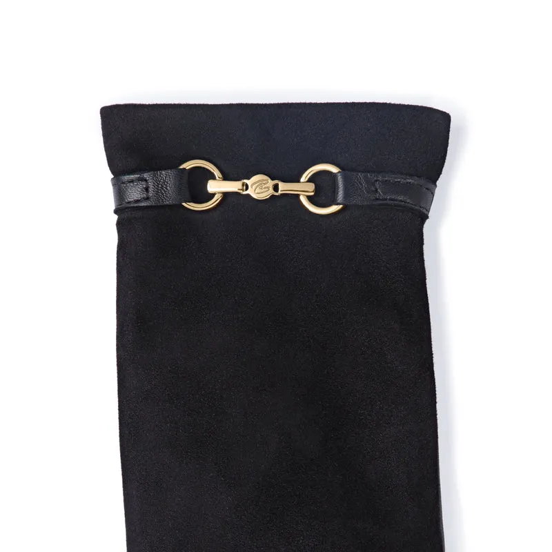Isabel Bernard Honoré Marcelia schwarze Wildlederhandschuhe aus Ziegenleder IB67001-101-7.5