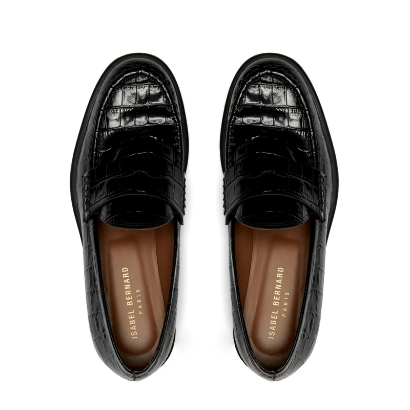 Isabel Bernard Vendôme Blandine Kroko Schwarz Kalbsleder Loafers IB51015-201-38