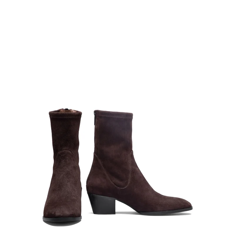Isabel Bernard Vendôme Ines Braune Stretch-Stiefeletten aus Veloursleder IB53013-130-38