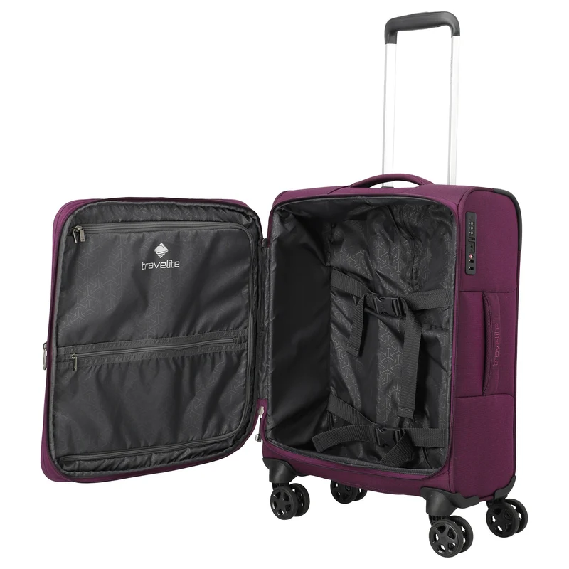 Travelite Cubis - 4-Rollen-Kabinentrolley 55 cm erw. (berry)