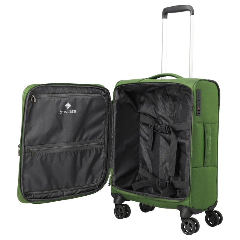 Travelite Cubis - 4-Rollen-Kabinentrolley 55 cm erw. (green)