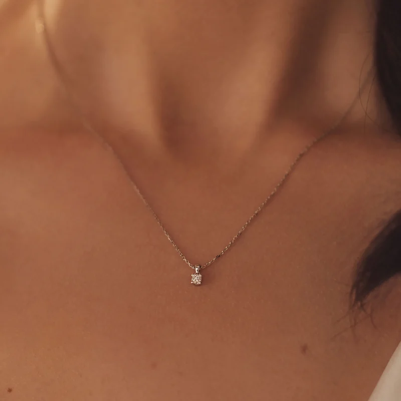 Isabel Bernard De la Paix Celesse 14 Karat | Weißgold Halskette | Diamant 0.07 Karat | IBD350005