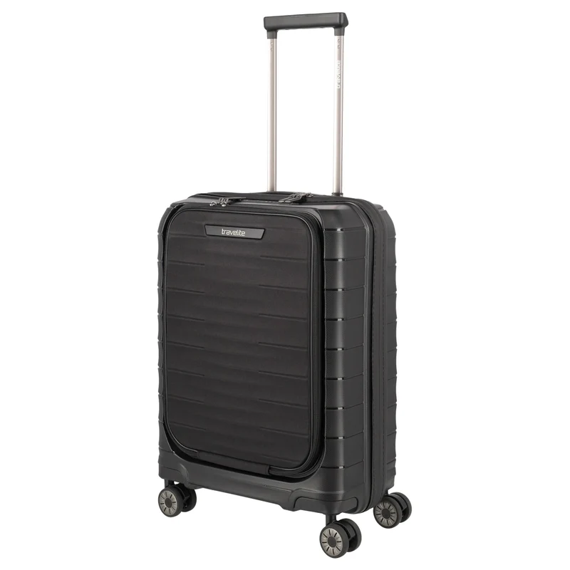 Travelite Mooby - 4-Rollen-Kabinentrolley mit Vortasche S 55 cm (black)
