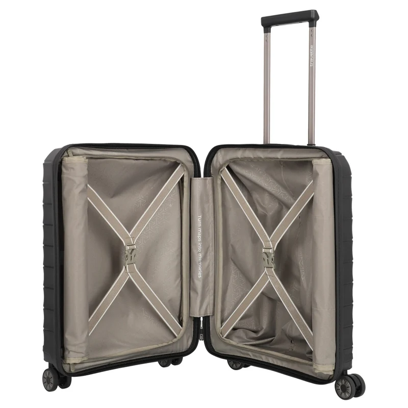 Travelite Mooby - 4-Rollen-Kabinentrolley mit Vortasche S 55 cm (black)