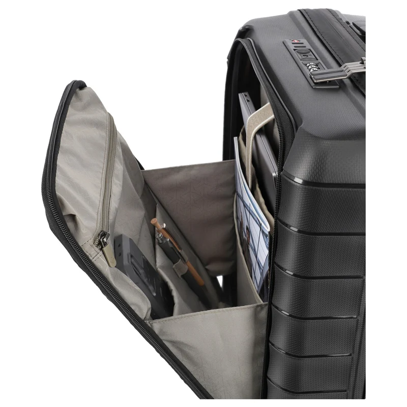 Travelite Mooby - 4-Rollen-Kabinentrolley mit Vortasche S 55 cm (black)