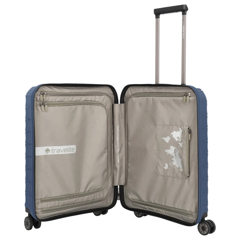 Travelite Mooby - 4-Rollen-Kabinentrolley mit Vortasche S 55 cm (marine)
