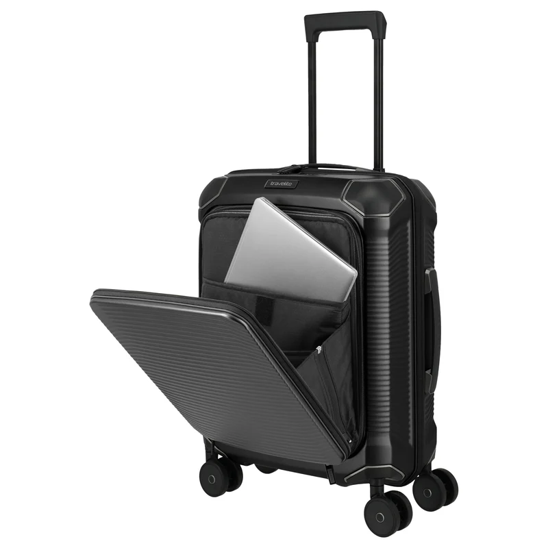 Travelite Millennium - 4-Rollen-Kabinentrolley mit Vortasche S 55 cm (black)