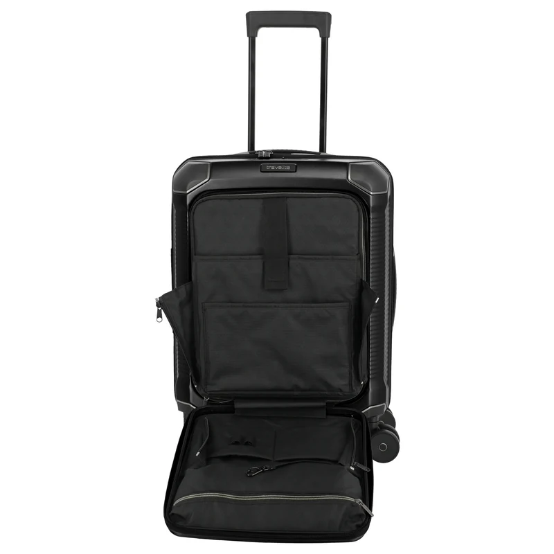 Travelite Millennium - 4-Rollen-Kabinentrolley mit Vortasche S 55 cm (black)