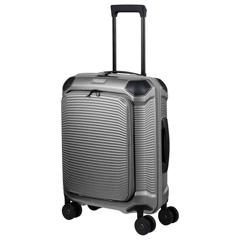 Travelite Millennium - 4-Rollen-Kabinentrolley mit Vortasche S 55 cm (silver)