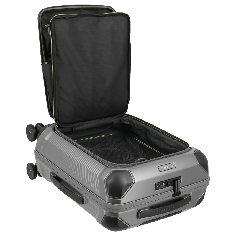 Travelite Millennium - 4-Rollen-Kabinentrolley mit Vortasche S 55 cm (silver)