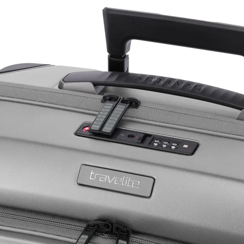 Travelite Millennium - 4-Rollen-Kabinentrolley mit Vortasche S 55 cm (silver)