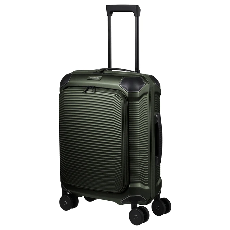 Travelite Millennium - 4-Rollen-Kabinentrolley mit Vortasche S 55 cm (pine green)