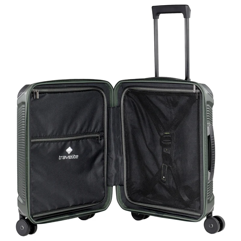Travelite Millennium - 4-Rollen-Kabinentrolley mit Vortasche S 55 cm (pine green)