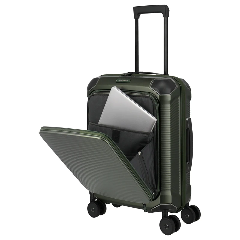 Travelite Millennium - 4-Rollen-Kabinentrolley mit Vortasche S 55 cm (pine green)