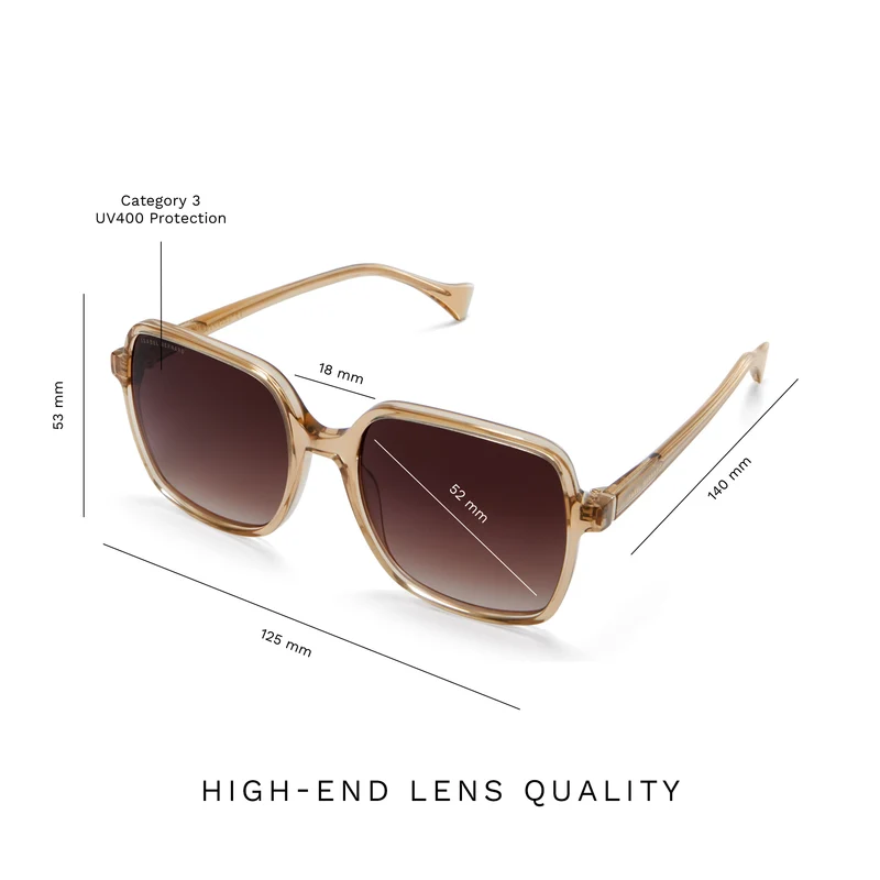 Isabel Bernard La Villette Rene Transparent Beige Quadratisch Sonnenbrille IB400000-02-14