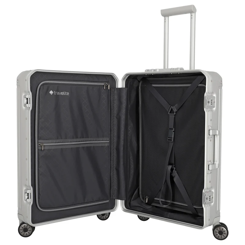 Travelite Next - 4-Rollen-Trolley M 67 cm (silber)