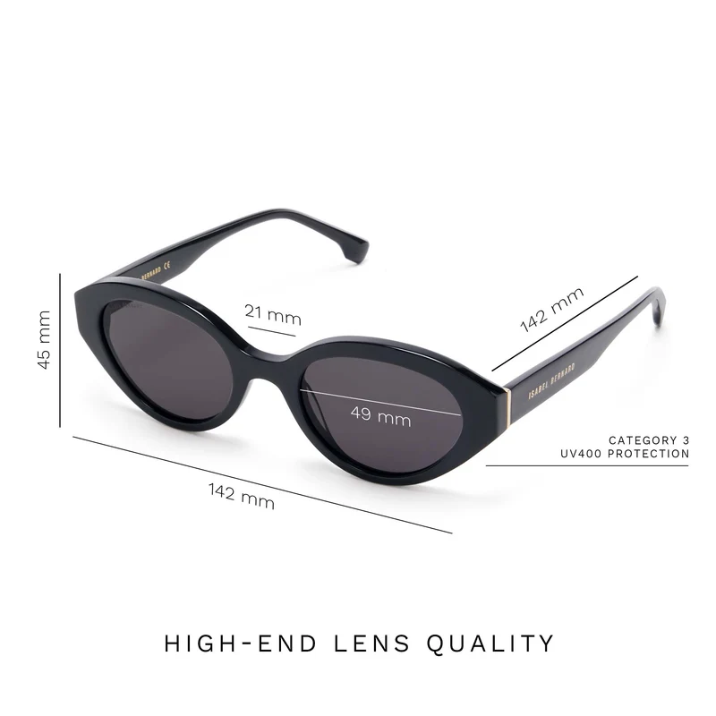 Isabel Bernard La Villette Rosaire Schwarz Oval Sonnenbrille IB400002-01-01