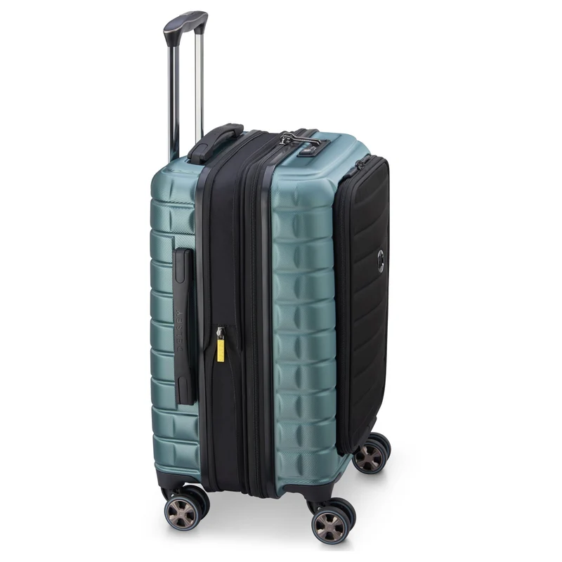 Delsey Paris Shadow 5.0 - 4-Rollen-Kabinentrolley mit Vordertasche S 55 cm erw. USB (grün)