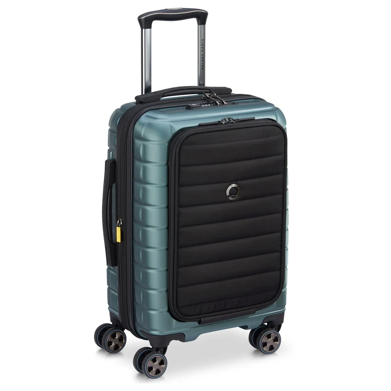Delsey Paris Shadow 5.0 - 4-Rollen-Kabinentrolley mit Vordertasche S 55 cm erw. USB (grün)