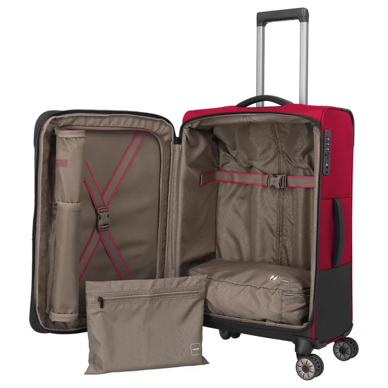 Travelite Crosslite - 4-Rollen-Trolley M 66 cm erw. (red)