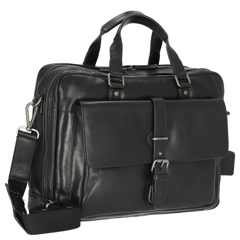 Leonhard Heyden Roma - Aktentasche 2 Fächer. mit Vortasche Leder 15" 41 cm (schwarz)