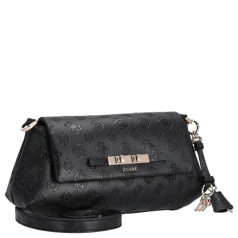 Guess Carmella Crossbody Flap - Umhängetasche 30 cm (black logo)