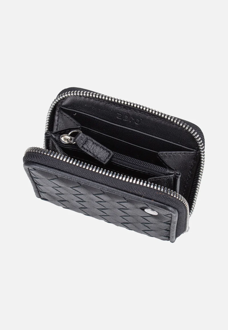 Piuma Weaving Mini Wallet Black/Nickel - Portemonnaie