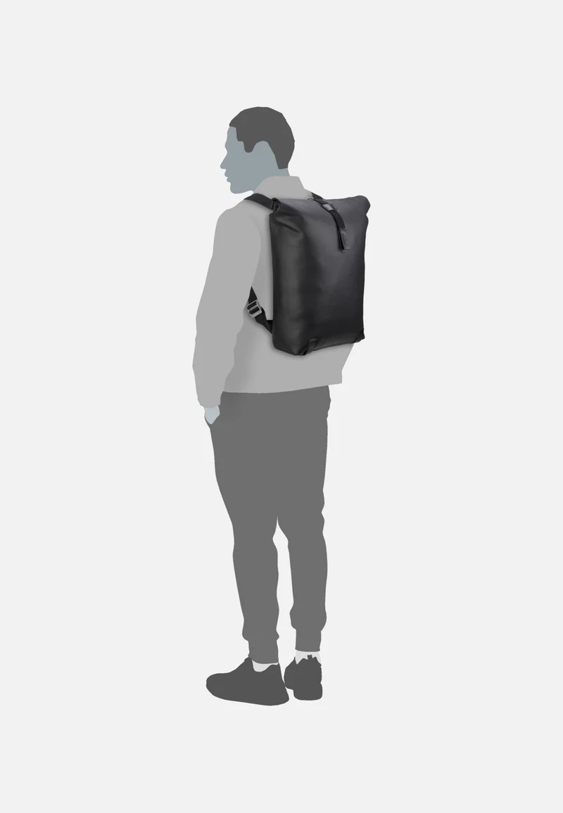 Pickwick Reflective Leather Black - Rolltop Rucksack