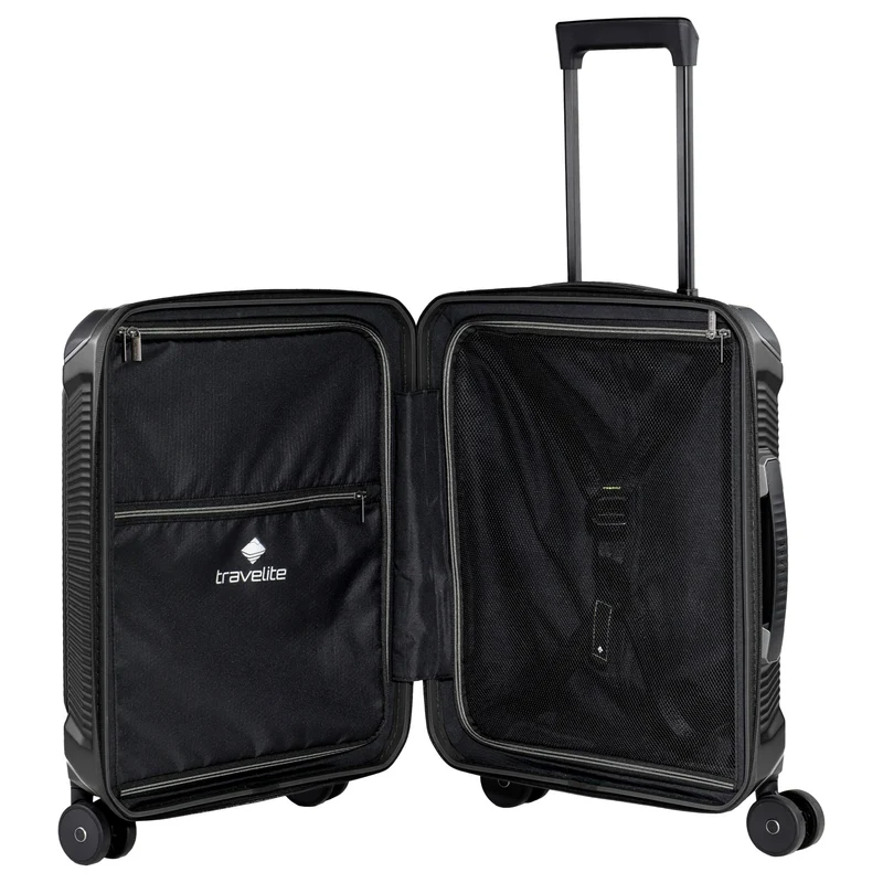 Travelite Millennium - 4-Rollen-Kabinentrolley mit Vortasche S 55 cm (black)