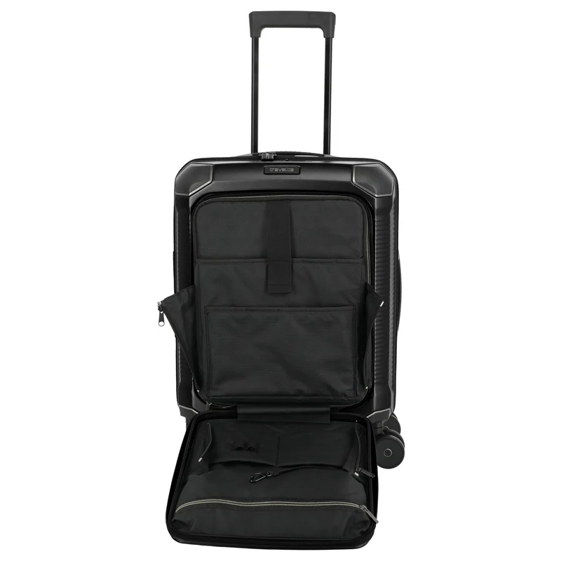 Travelite Millennium - 4-Rollen-Kabinentrolley mit Vortasche S 55 cm (black)