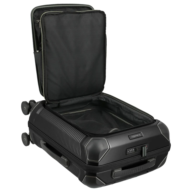 Travelite Millennium - 4-Rollen-Kabinentrolley mit Vortasche S 55 cm (black)
