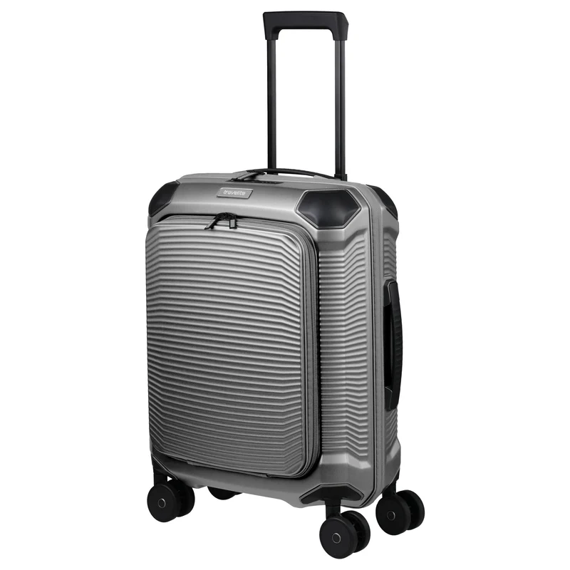 Travelite Millennium - 4-Rollen-Kabinentrolley mit Vortasche S 55 cm (silver)