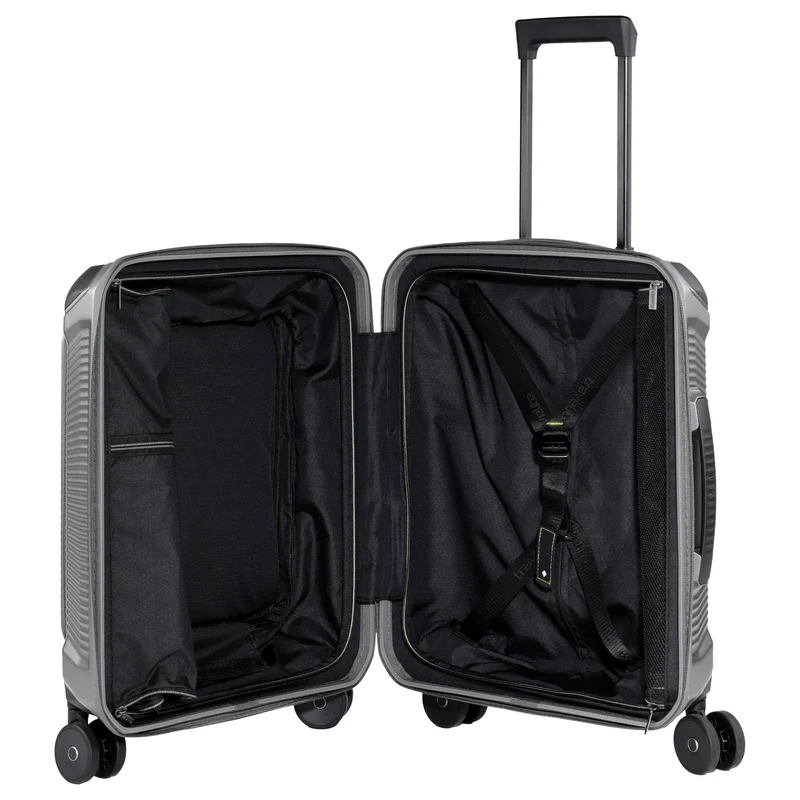 Travelite Millennium - 4-Rollen-Kabinentrolley mit Vortasche S 55 cm (silver)