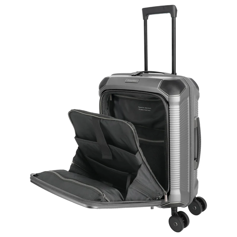 Travelite Millennium - 4-Rollen-Kabinentrolley mit Vortasche S 55 cm (silver)