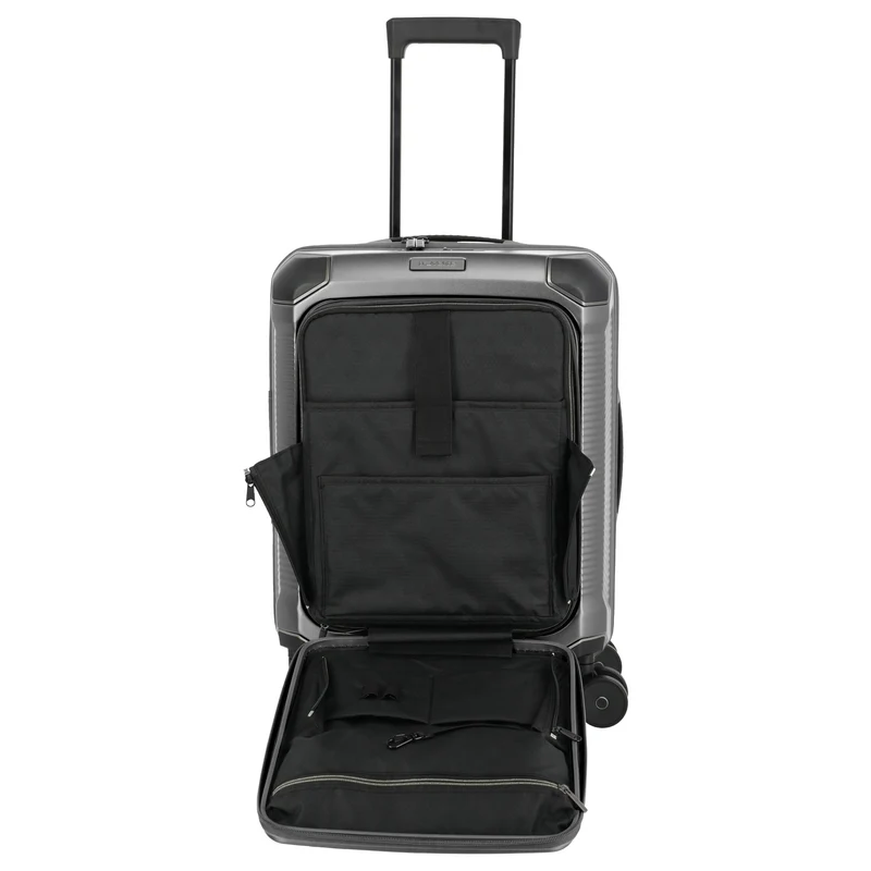 Travelite Millennium - 4-Rollen-Kabinentrolley mit Vortasche S 55 cm (silver)
