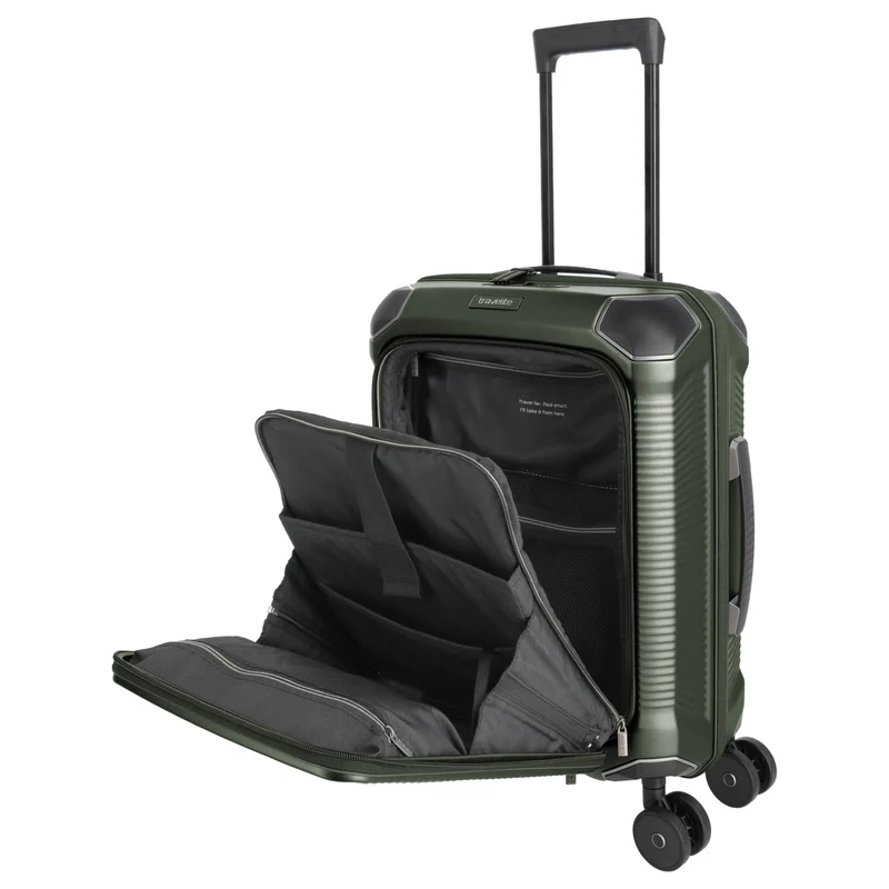 Travelite Millennium - 4-Rollen-Kabinentrolley mit Vortasche S 55 cm (pine green)