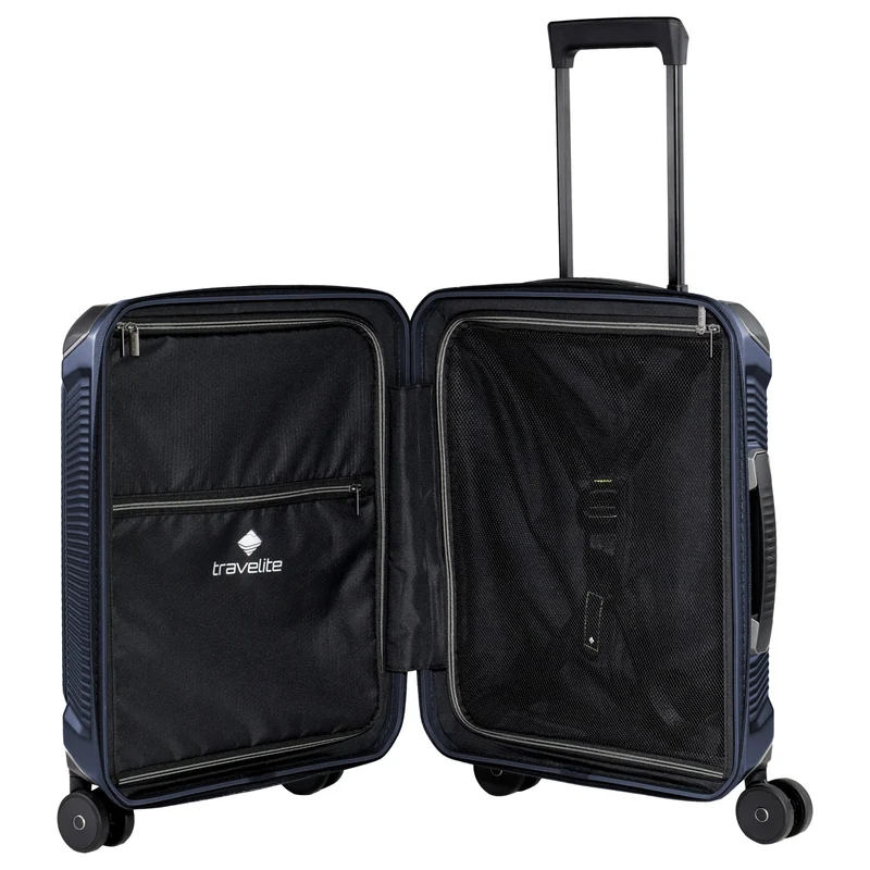 Travelite Millennium - 4-Rollen-Kabinentrolley mit Vortasche S 55 cm (navy)