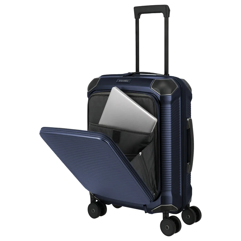 Travelite Millennium - 4-Rollen-Kabinentrolley mit Vortasche S 55 cm (navy)
