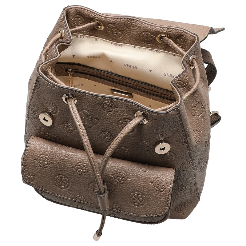 Guess Cresidia II SML - Rucksack (dark taupe logo)