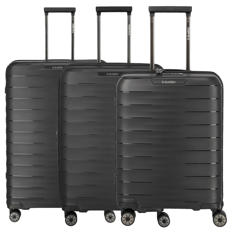 Travelite Mooby - 4-Rollen-Trolley Set L/M/S 3tlg. erw. (black)