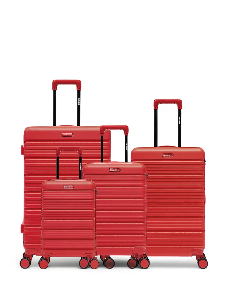 4er-Pack Hartschalenkoffer: Großer Koffer, mittelgroßer Koffer, Handgepäck und Handgepäck XS LUGANO