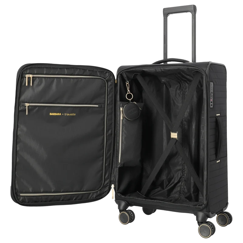 Travelite BARBARA Stepp - 4-Rollen-Trolley M 68 cm erw. (schwarz)