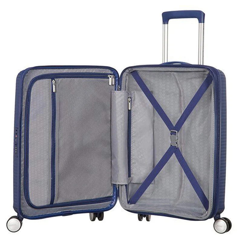 American Tourister Soundbox - 4-Rollen-Kabinentrolley 55 cm erw. (blau)