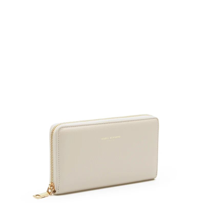 Isabel Bernard Honoré Léa Beige Kalbsleder Portemonnaie mit Reißverschluss IB23012