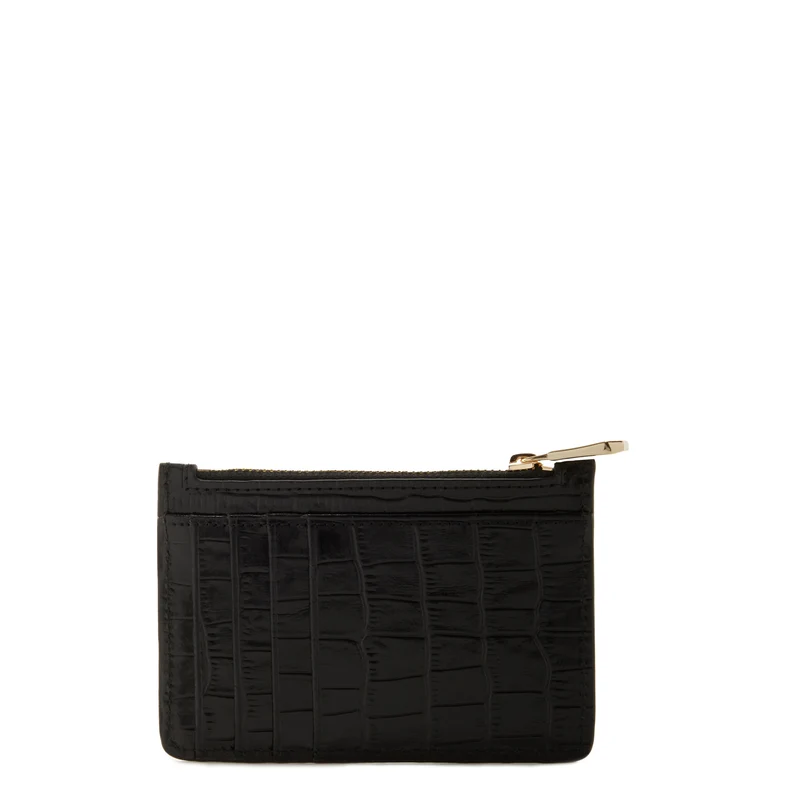 Isabel Bernard Honoré Aveline Kroko Schwarzes Damen Kartenhalter aus Kalbsleder IB27018