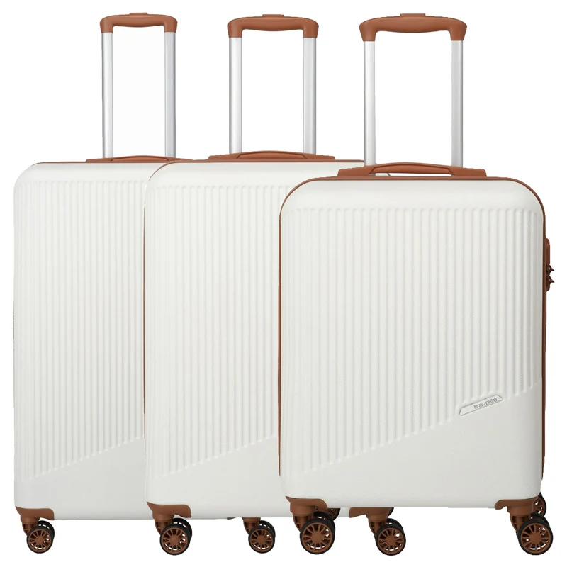 Travelite Bali - 4-Rollen Trolley Set 3tlg. (weiß/cognac)