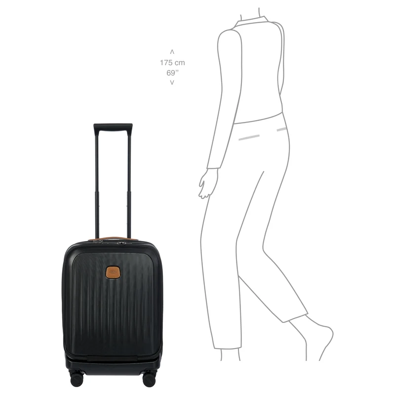 Brics Taormina - 4-Rollen-Kabinentrolley mit Vortasche 55 cm erw. USB (schwarz)