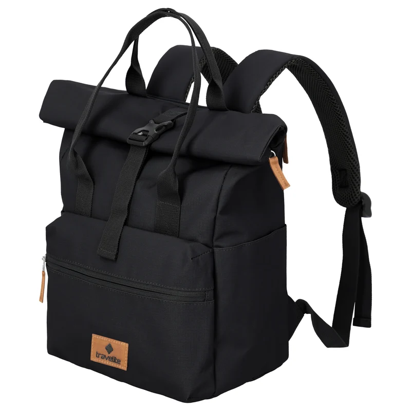 Travelite Basics Short Handle - Rolltop Rucksack 46 cm erw. (black)