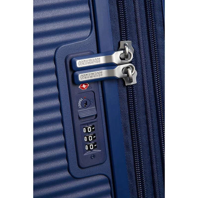 American Tourister Soundbox - 4-Rollen-Trolley 67 cm erw. (blau)