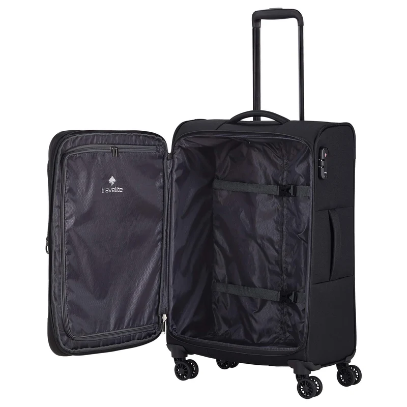 Travelite Chios - 4-Rollen-Trolley M 67 cm erw. (schwarz)